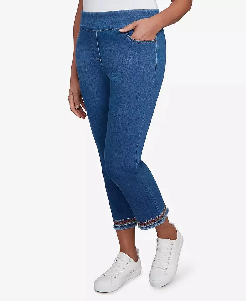 Alfred Dunner Petite El Paso Border Fringe Denim Ankle Pants 2