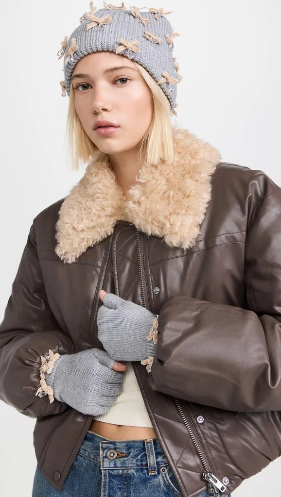 Lele Sadoughi Bow Embellished Fingerless Gloves 2