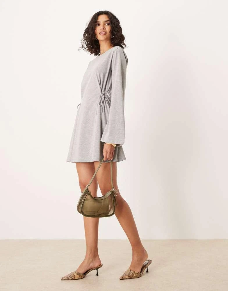 ASOS ASOS DESIGN tie side cinched mini dress with long sleeve in