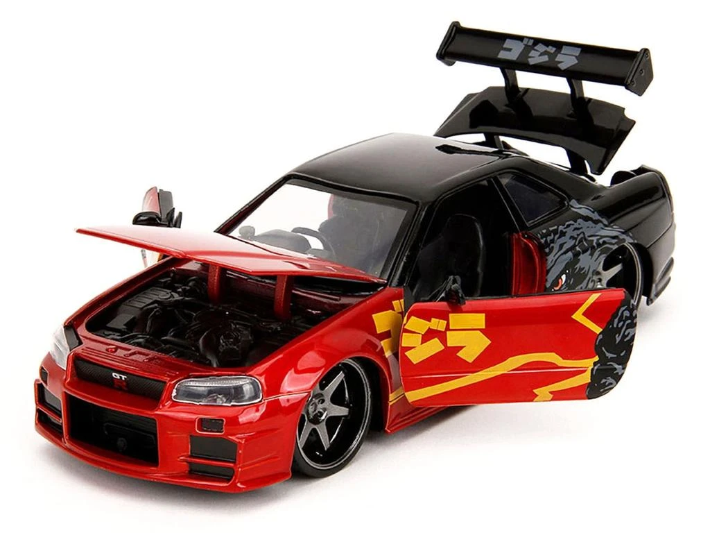 Jada Toys Jada  2002 Nissan Skyline GT-R R34 RHD Right Hand Drive Red Metallic & Black Godzilla Destoroyah 1995 Movie Hollywood Rides Series 1-24 Scale Diecast Model Car 2