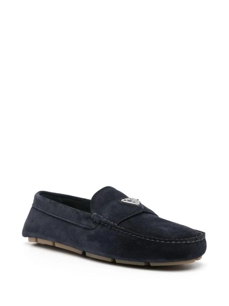 Prada Prada Enamel-Triangle-Logo Suede Loafers 2