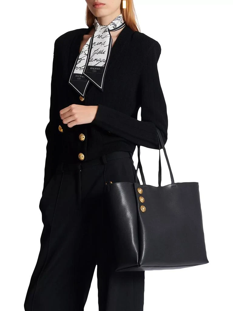 Balmain Emblème Grained Leather Tote Bag 3