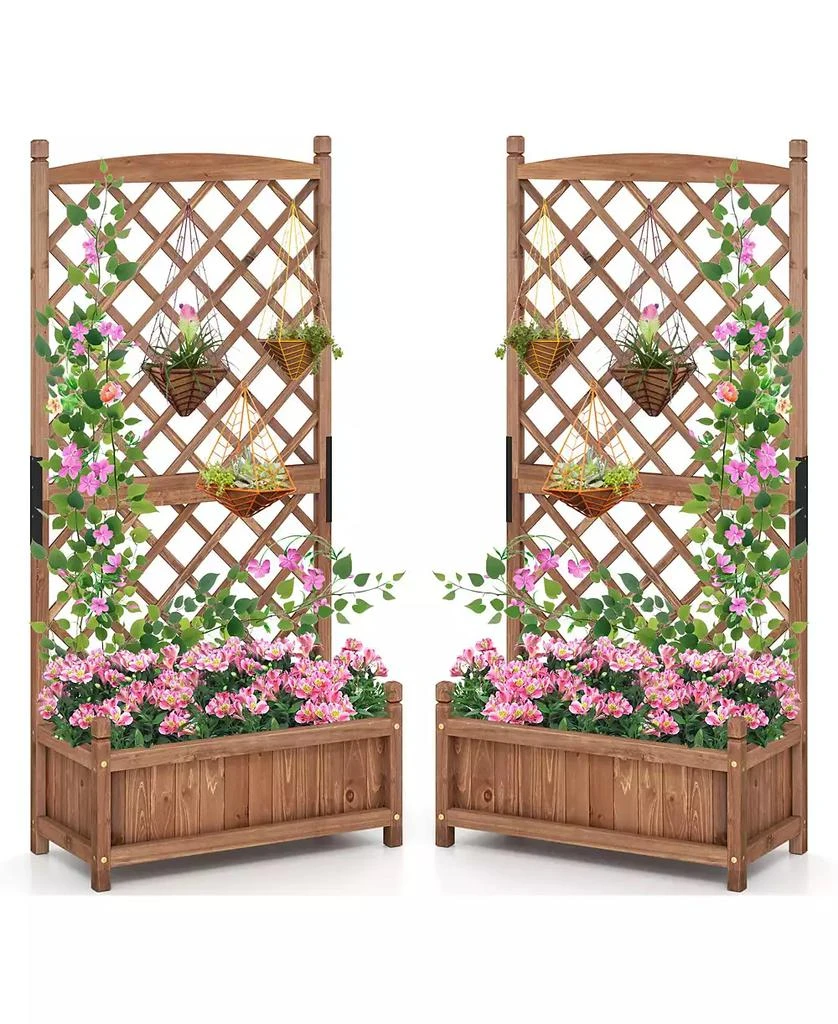 Gymax 2PCS 60
Tall Raised Garden Bed w/ Diamond Lattice Trellis Drainage Holes Outdoor