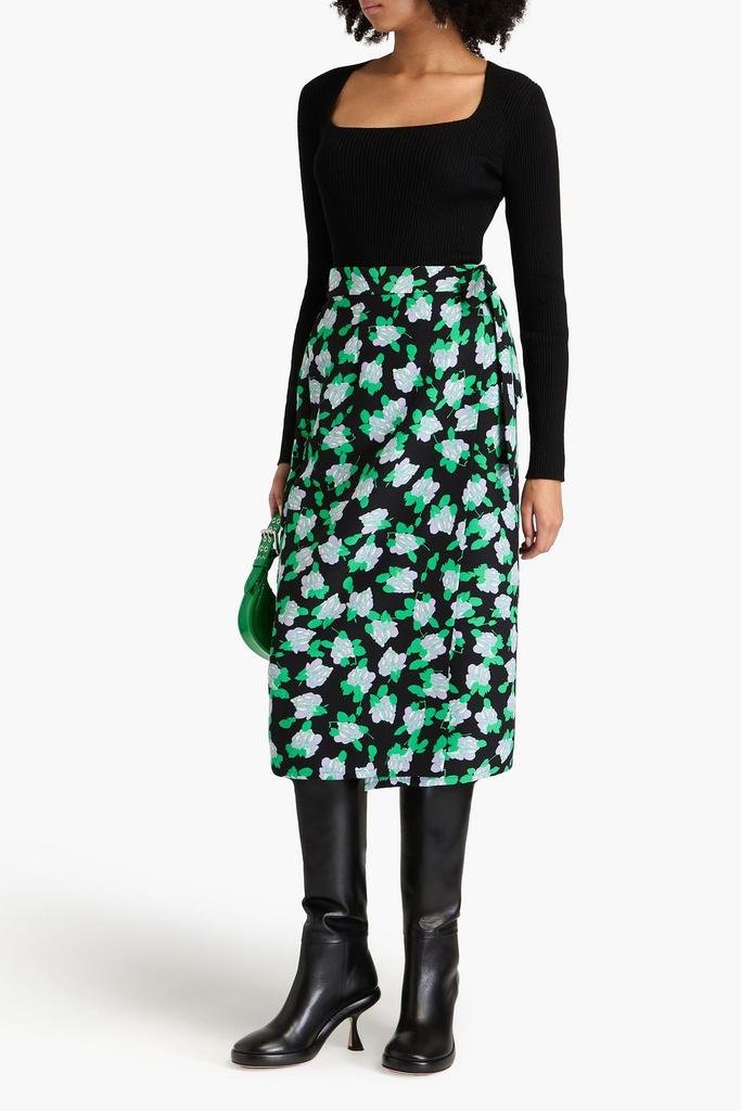 DIANE VON FURSTENBERG Elma floral-print cady midi wrap skirt