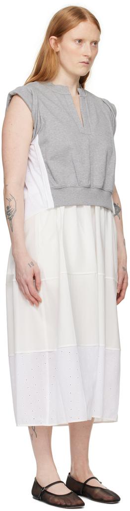 3.1 Phillip Lim Gray & White Rolled Sleeve Midi Dress