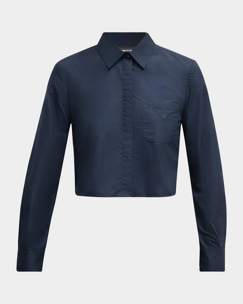 Emporio Armani Cropped Button-Down Cotton Poplin Shirt 1