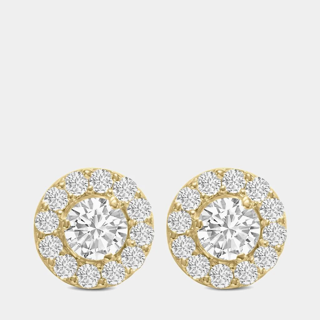 Fara 14K Yellow Gold Lab Grown Diamond Halo Earrings (3.00 Ct) 1