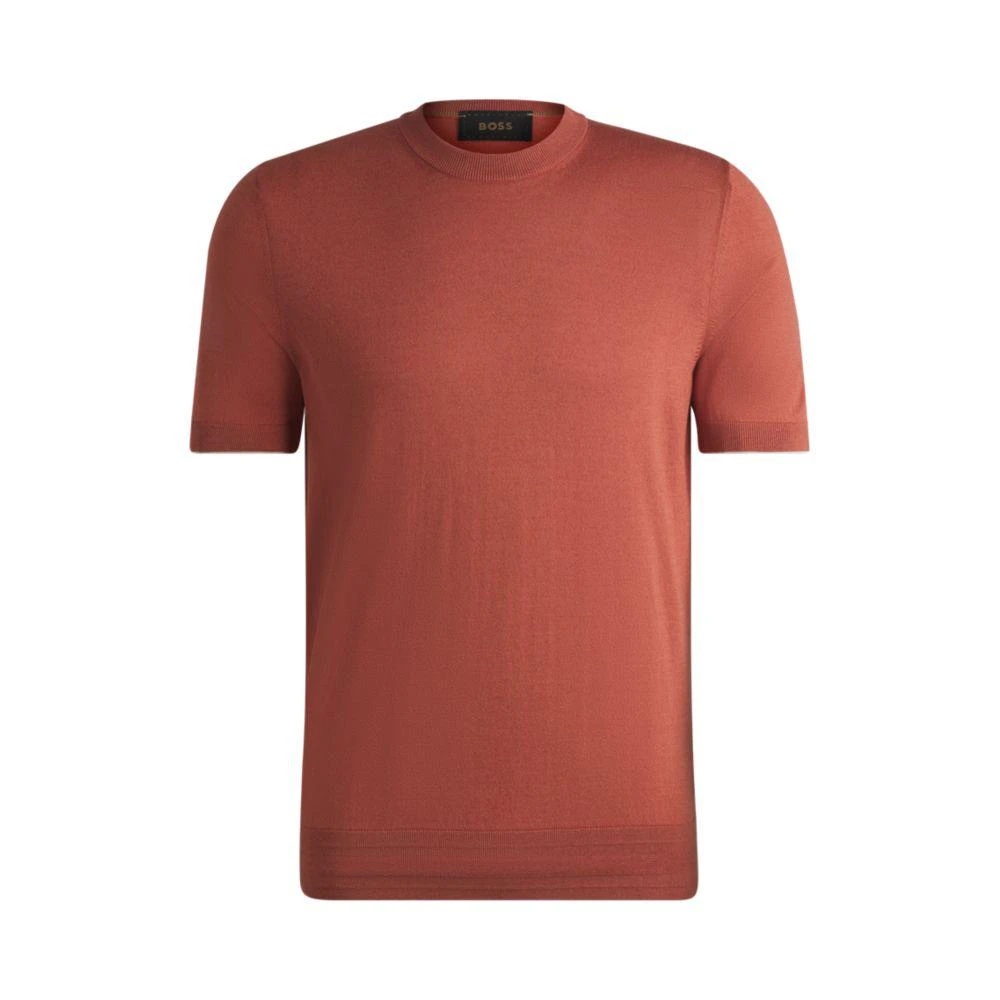 Hugo Boss Regular-fit knit T-shirt in silk and cotton 1
