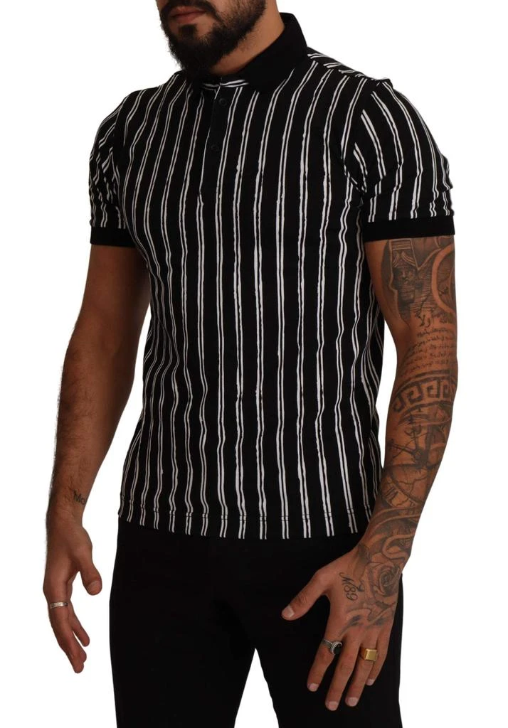 Dolce & Gabbana Dolce & Gabbana Black White Striped Polo Short Sleeve  T-shirt 3