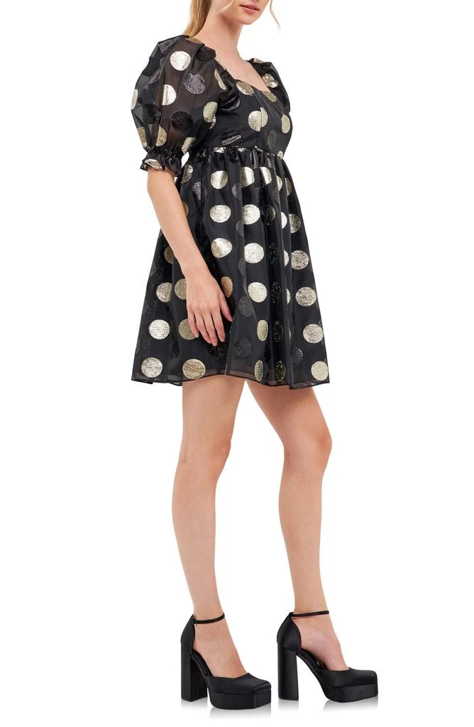English Factory Metallic Dot Puff Sleeve Organza Minidress 3