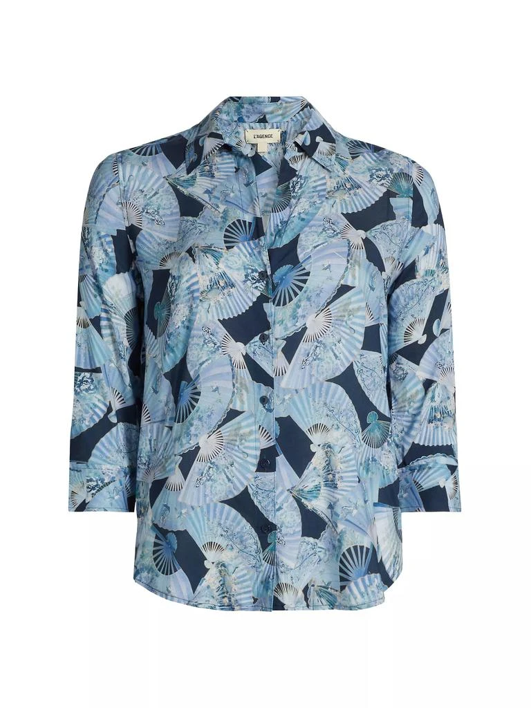 L'Agence Camille Abstract Fan Print Three-Quarter-Length-Sleeve Shirt 1