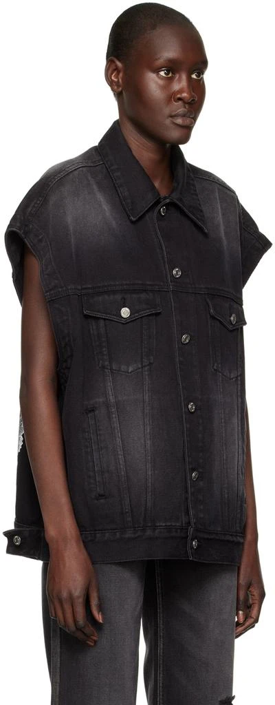 We11done Black Horror Movie Denim Vest 2