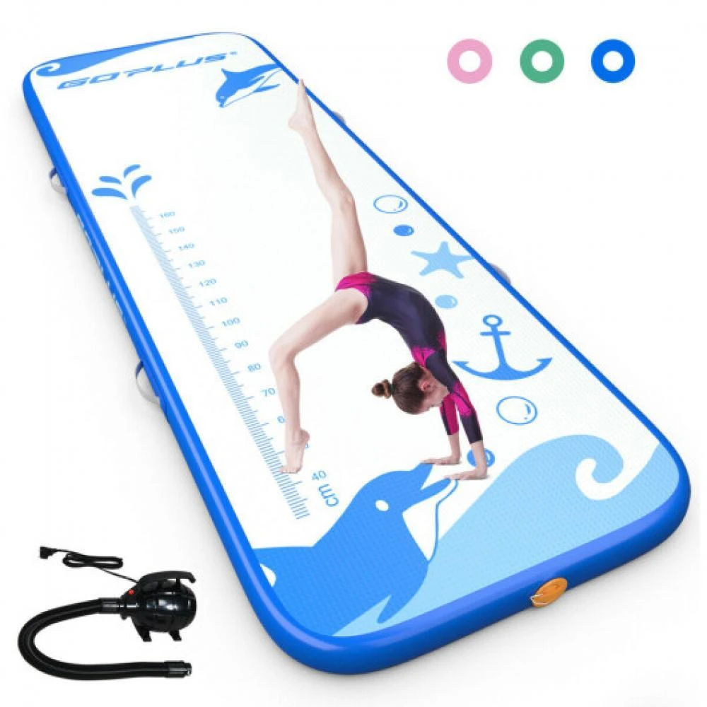 Hivvago 10 Feet Inflatable Gymnastic Tumbling Mat with Electric Pump-Blue 5