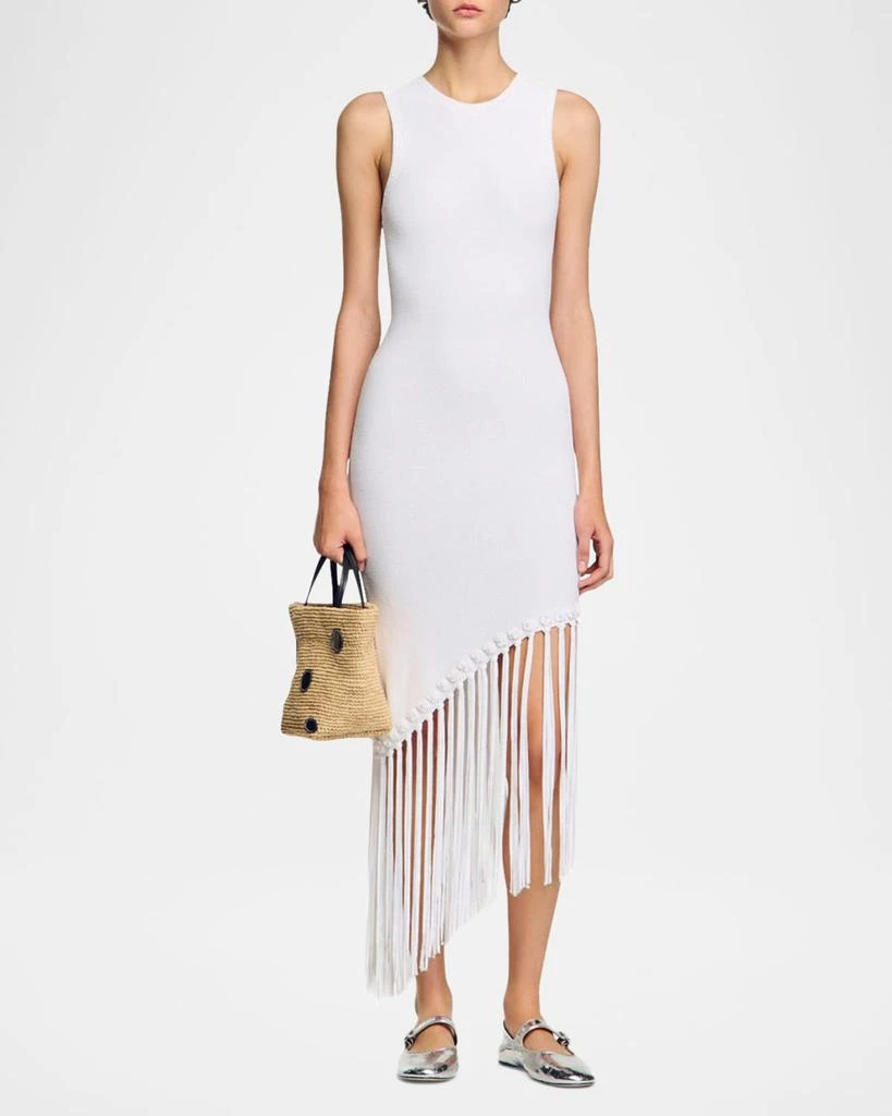 Sandro Heloise Asymmetric Fringe-Trim Midi Dress 2