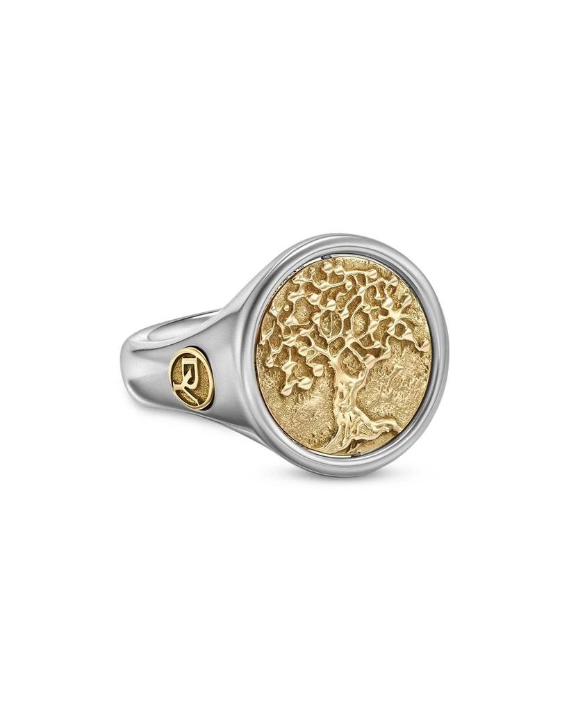 David Yurman Men's Life & Death Duality Signet Ring in Sterling Silver with 18K Yellow Gold 2