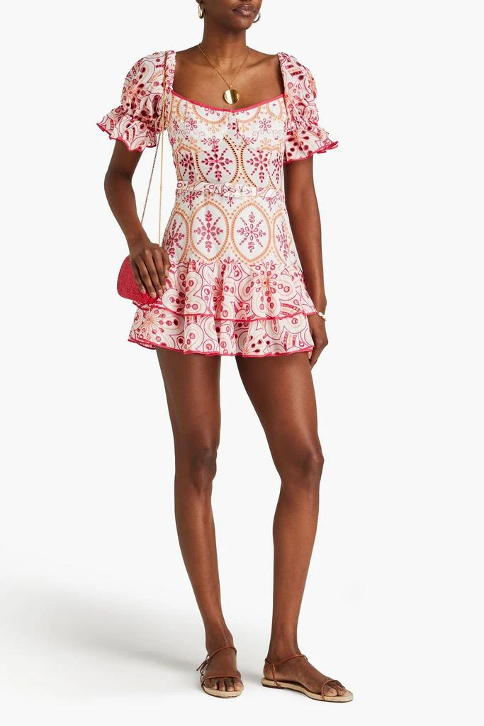 Charo Ruiz Ibiza Jean belted broderie anglaise cotton-blend mini dress 2
