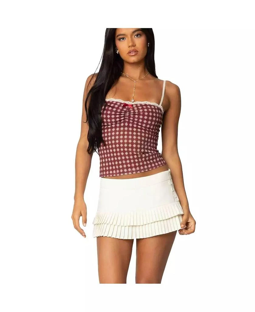 Edikted Womens Checkered Mesh Built In Bra Top 1