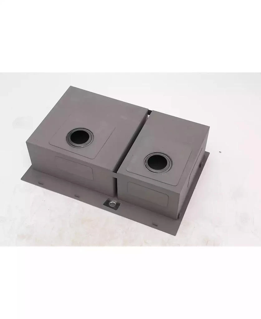 Flynama 33x22x9inch Gunmetal Black Double Bowl Kitchen Sink Drop In Stainless Steel 16 Gauge 60 40 Split 5