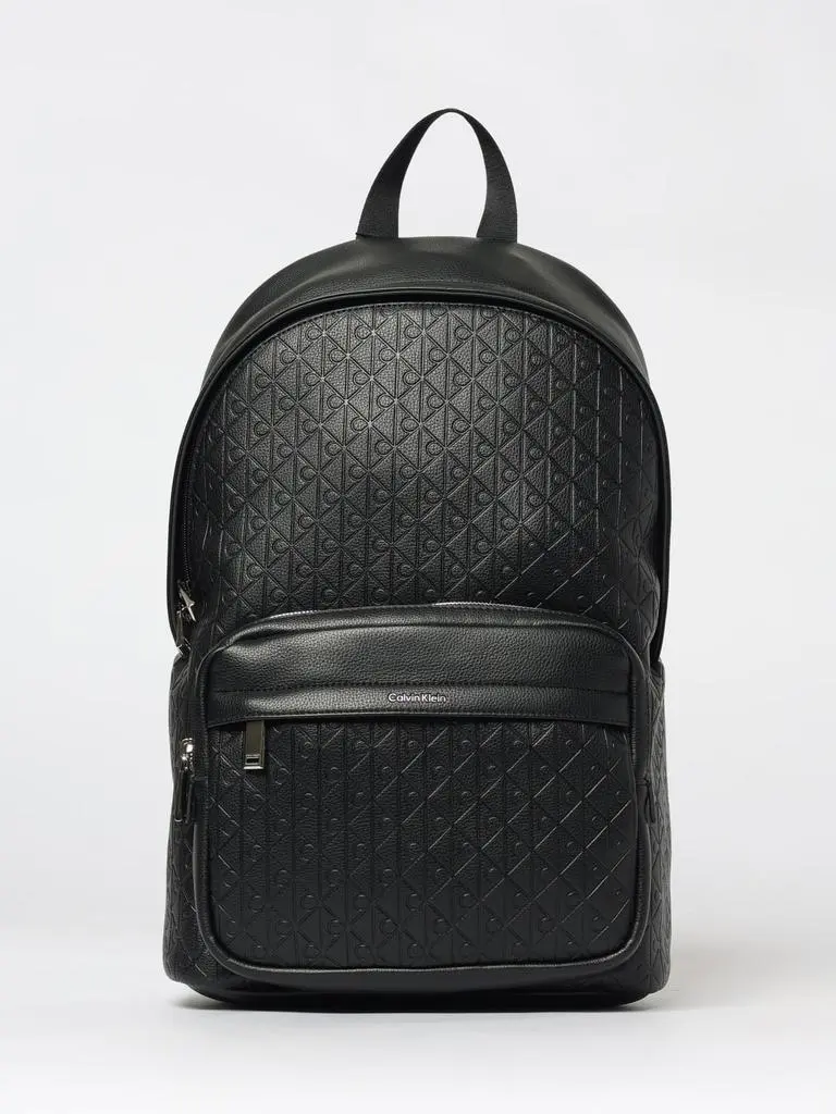 Calvin Klein Emblem Emboss Round Backpack Calvin Klein in All-Over Monogram Faux Leather