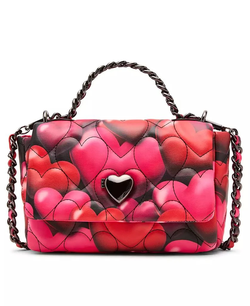 Betsey Johnson Bubble Hearts Small Flap Over Crossbody Bag