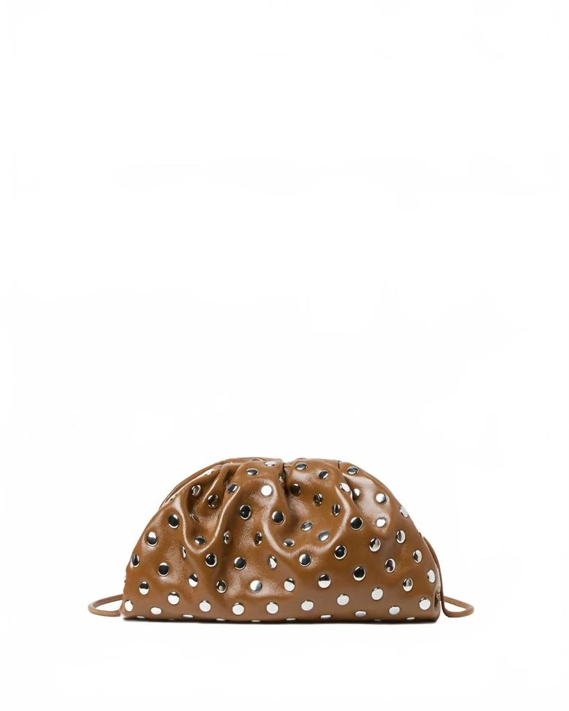 Loeffler Randall Women
s Bailey Leather Dome Clutch Bag In Safari/silver