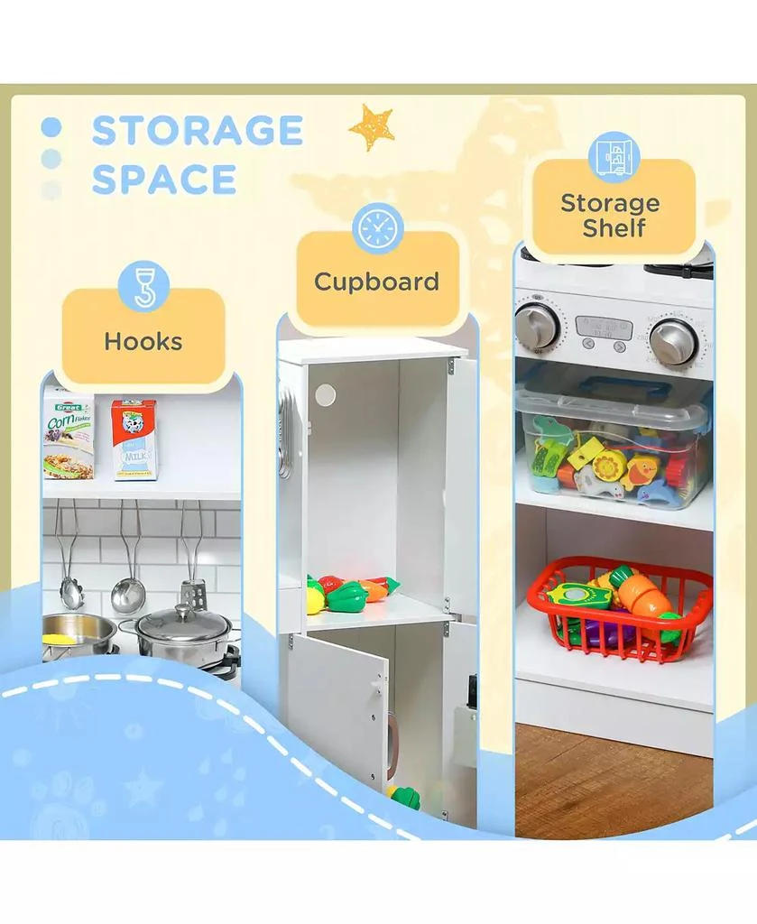 HONGGE Kids Pretend Play Kitchen with Chalkboard and Accessories 8