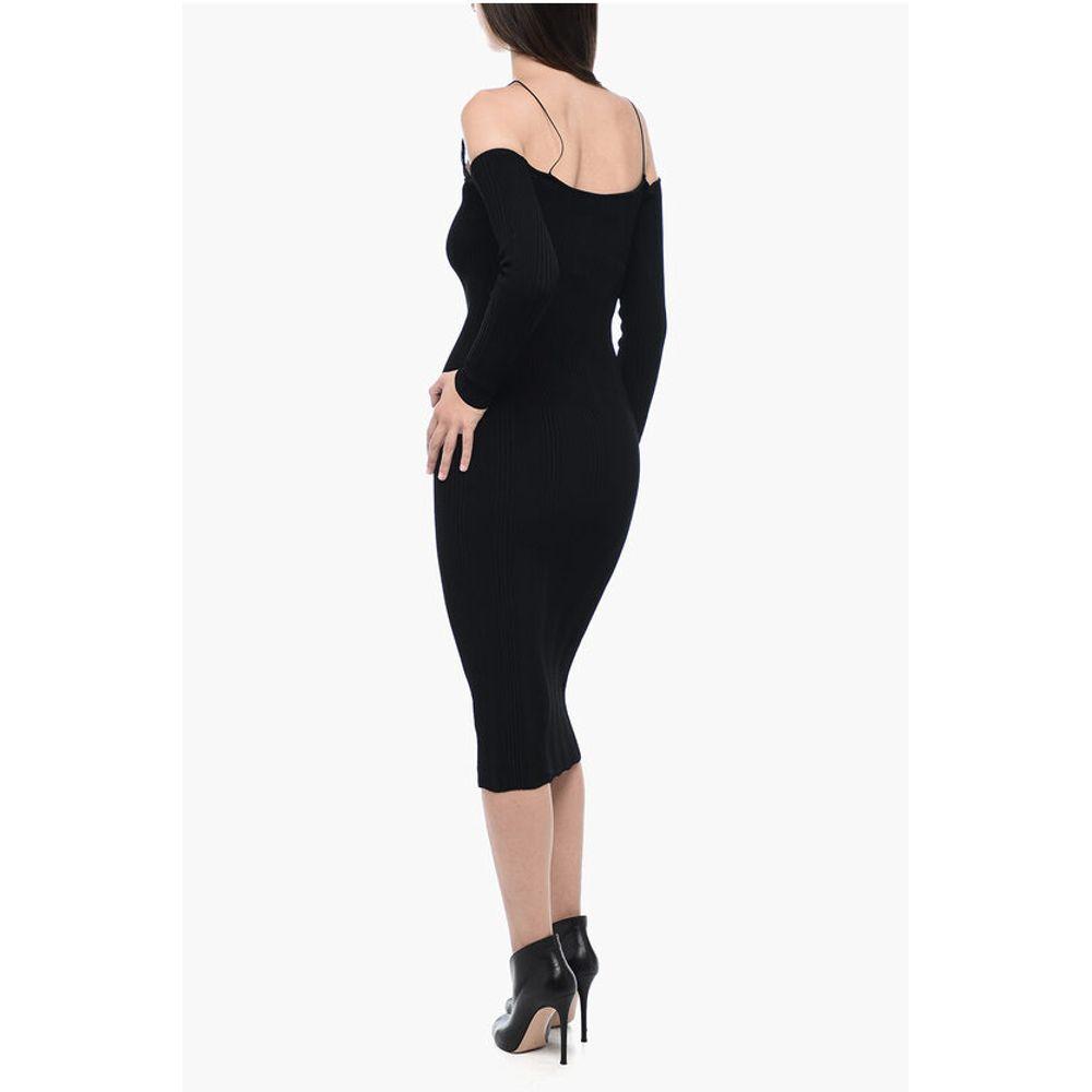 BLUMARINE Ribbed Off-the-shoulder Dress with Lace Women's Detail