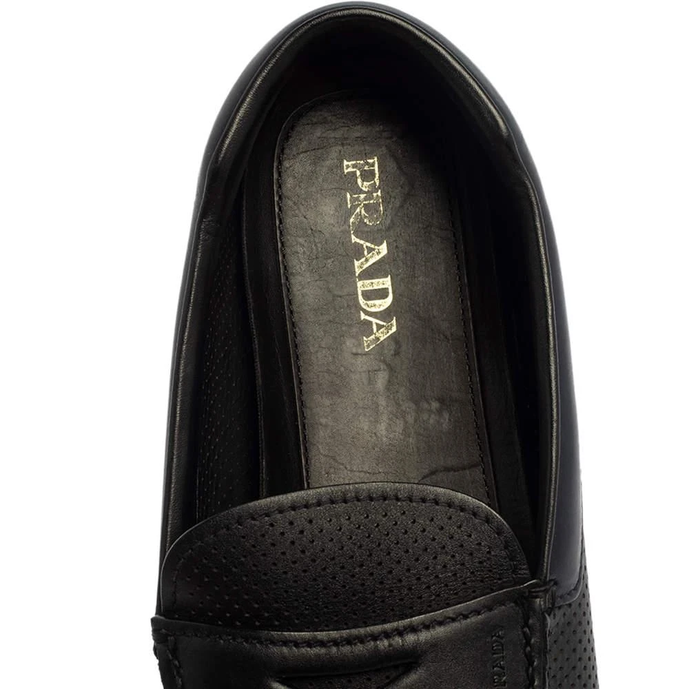 Shop Prada Blue Perforated Leather Slip On Loafers Size 45.5  display picture 2