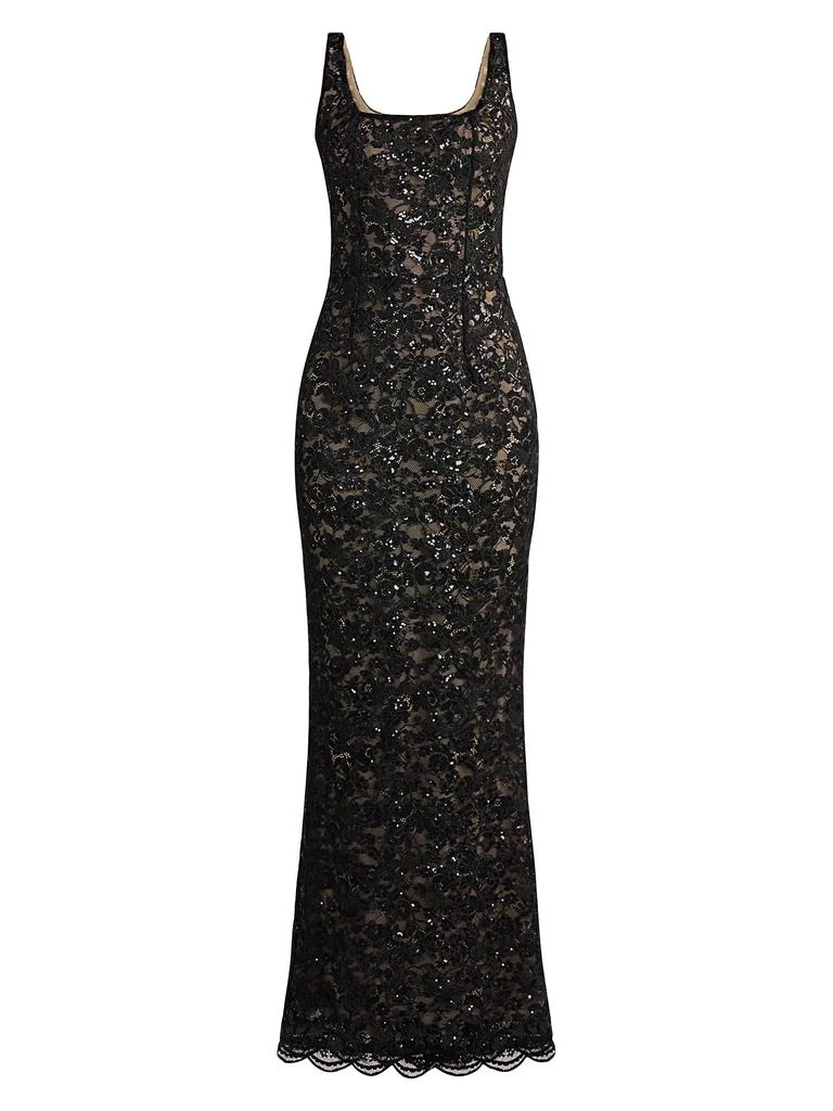 Zac Posen Lace 
Sequin Fitted Gown 5