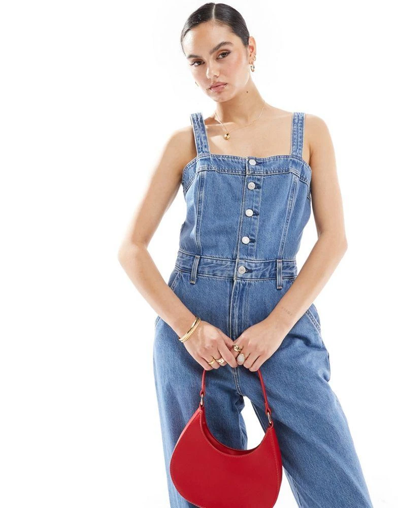 Levi's Levi's Drea sleeveless denim jumpsuit in mid blue 2