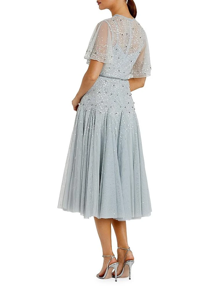 green emerald velvet dress Ivory Floral Embroidered Sweetheart Neckline Midi Dress main image 0
