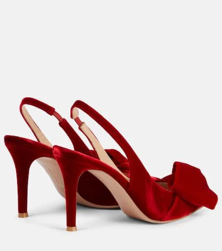 Gianvito Rossi 85 bow-detail velvet slingback pumps 2
