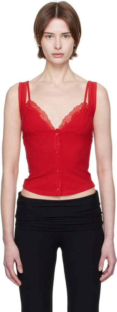 SKIMS Red Soft Lounge Lace Tank Top 1