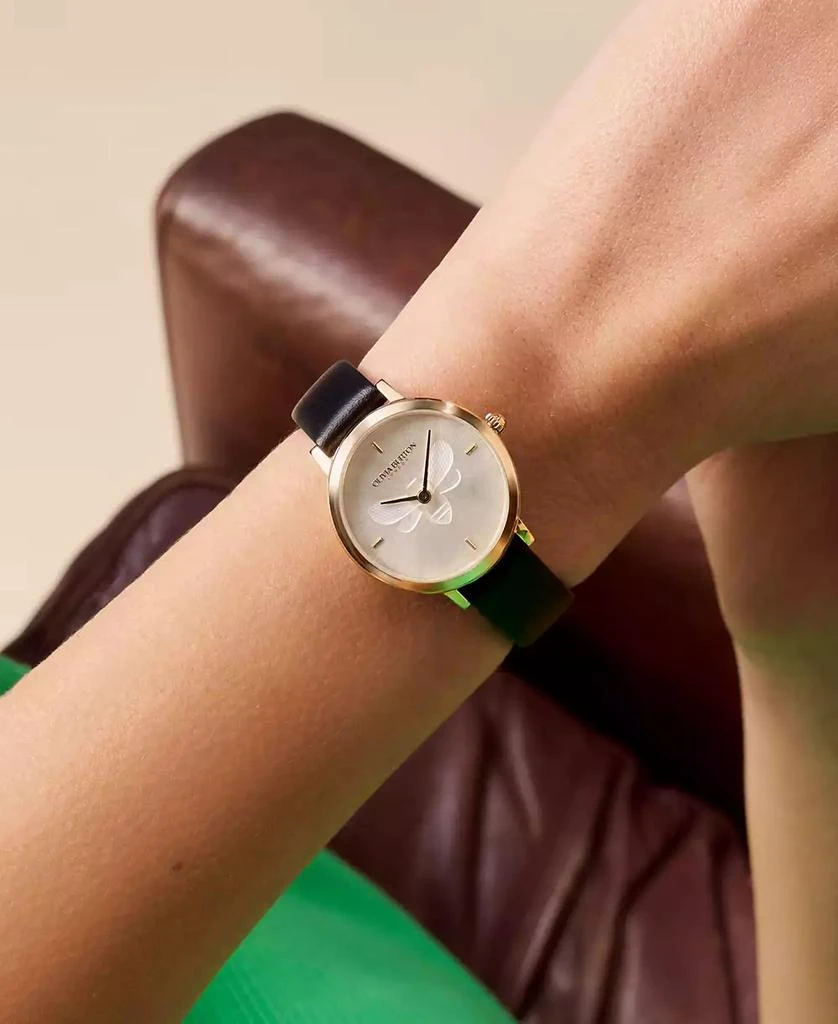 Olivia Burton Women's Ultra Slim Bee Black Leather Watch 28mm 4