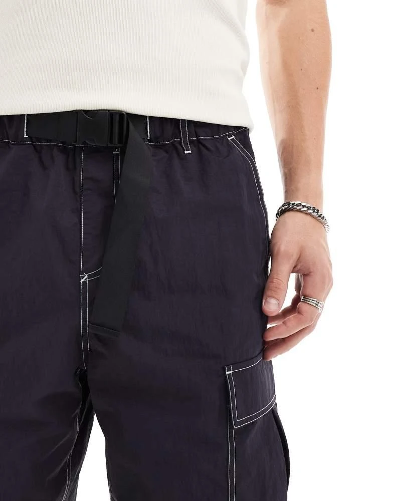 ASOS ASOS DESIGN cargo short with belt detail in navy 4