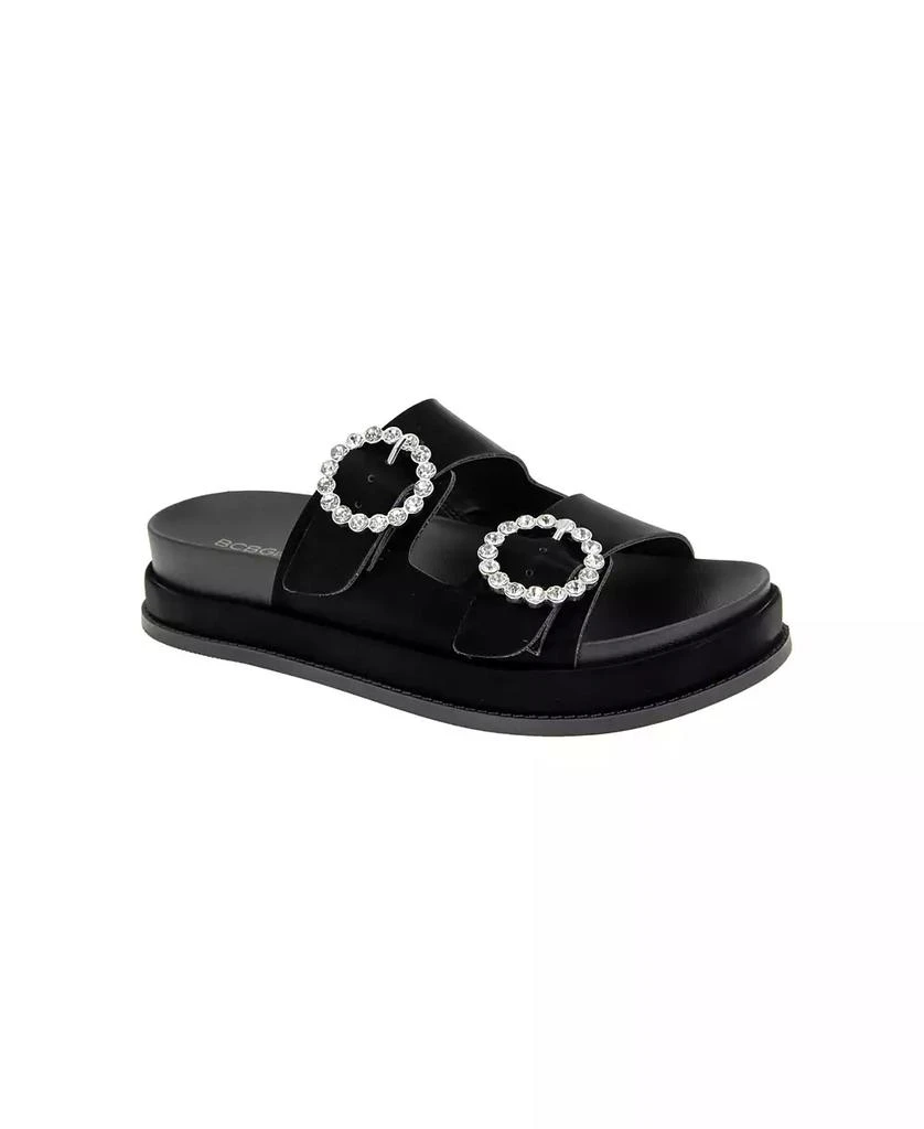 BCBG Women's Batina Rhinestone Buckle Double Band Flat Sandals 1
