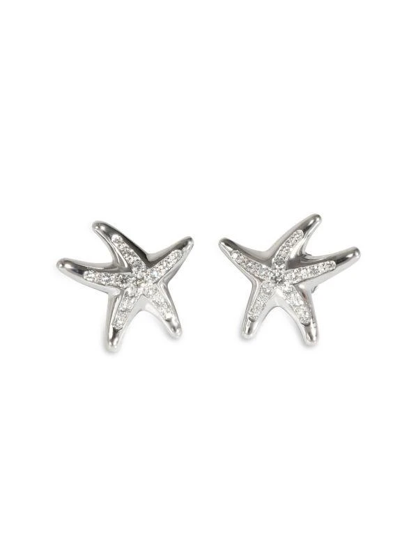Tiffany & Co. Tiffany Co. Elsa Peretti Vintage Diamond Starfish Earrings In Platinum 0.3 Ctw 1