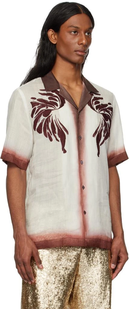 Dries Van Noten Off-White 
Burgundy Embroidered Shirt 2