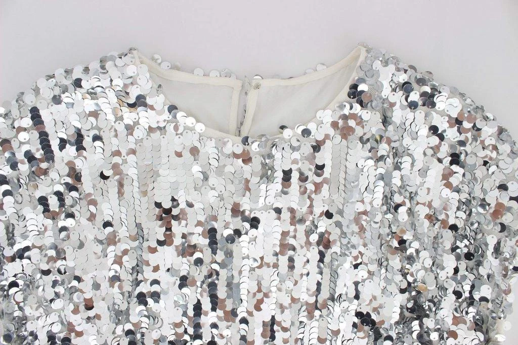 Dolce & Gabbana Dolce & Gabbana  Silver Sequined Crewneck Blouse T-shirt Top 5