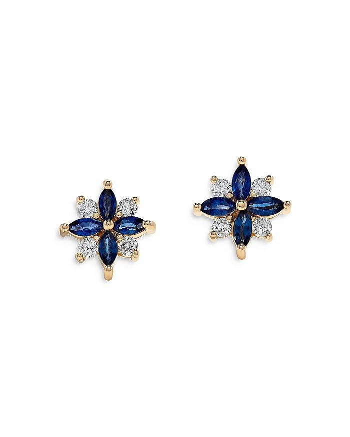 Bloomingdale
s Sapphire 
Diamond Flower Stud Earrings in 14K Yellow Gold