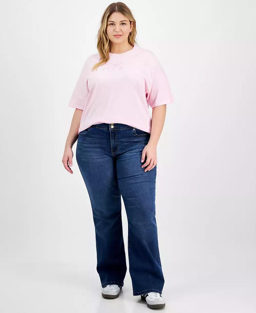 Rebellious One Trendy Plus Size Cotton Cherry Bow T-Shirt