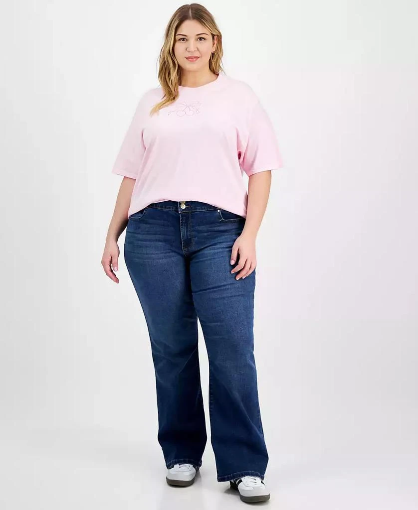 Rebellious One Trendy Plus Size Cotton Cherry Bow T-Shirt 2