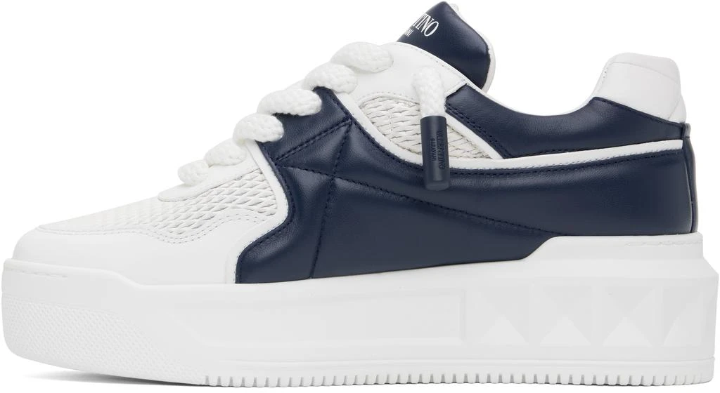 Valentino White & Navy Low-Top One Stud XL Sneakers 3