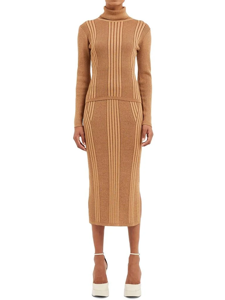 French Connection Mari Womens Side Slit Long Pencil Skirt 1