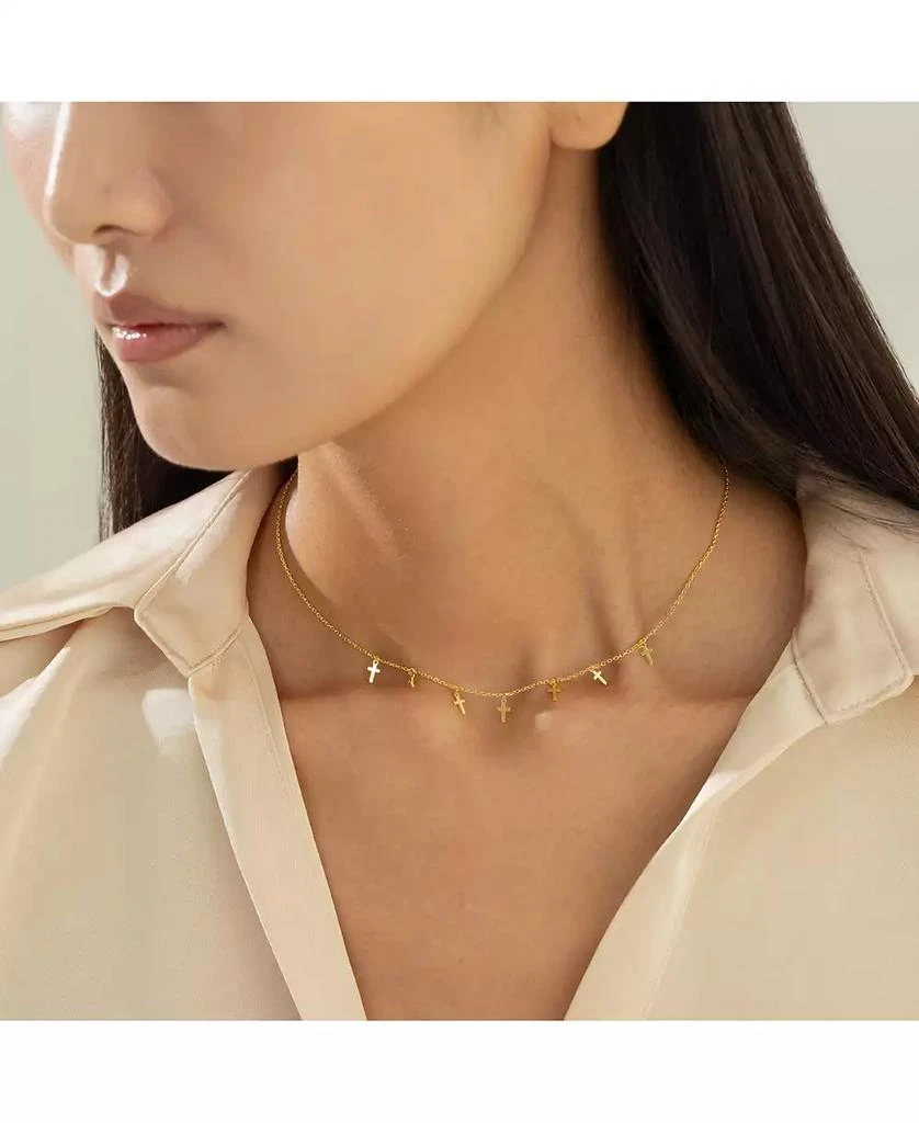 Bearfruit Jewelry Sterling Silver 18k Gold Plated Brianna Cross Necklace Trendy Style 5