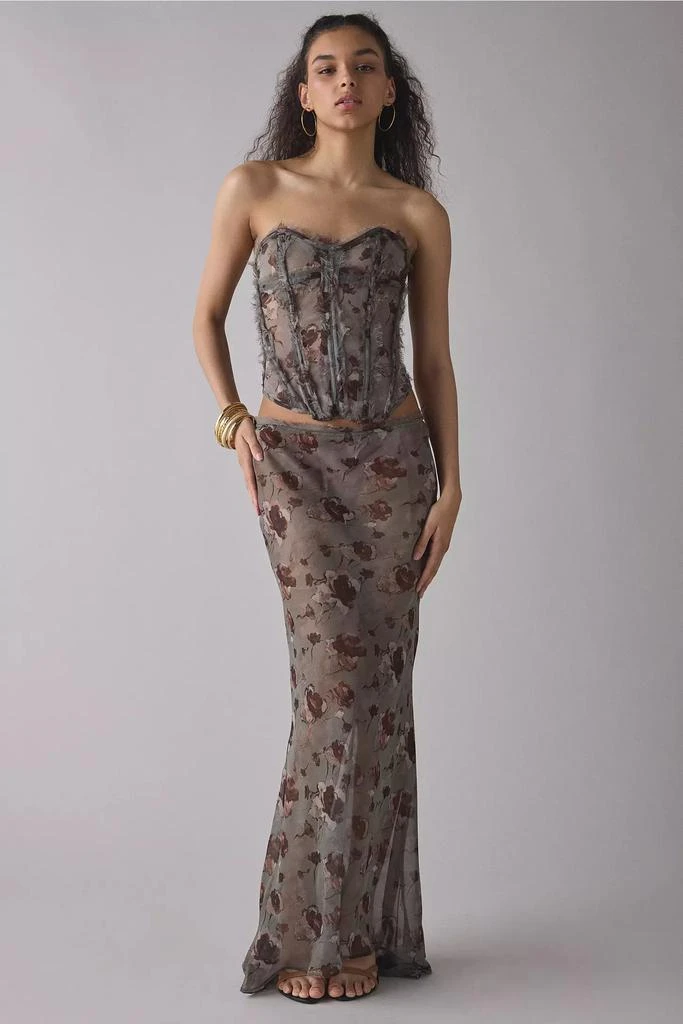 Jaded London Jaded London Cibele Semi-Sheer Floral Organza Strapless Corset Top 2