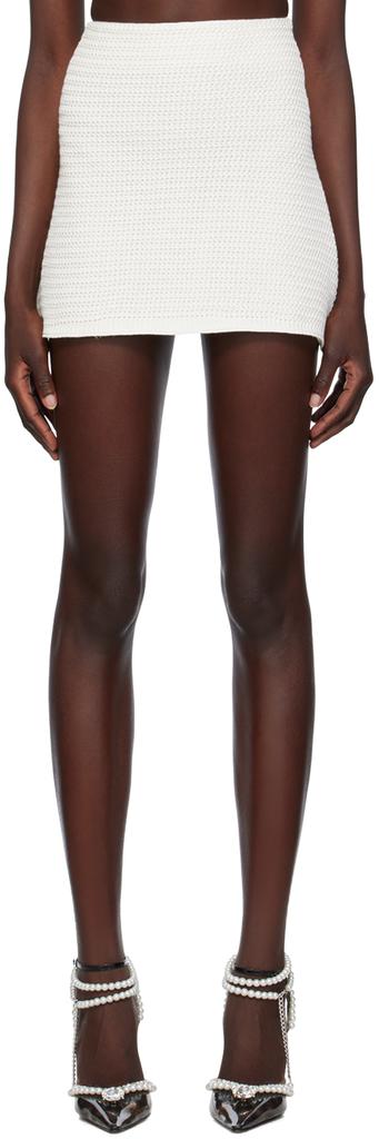 Mach & Mach White Zip Miniskirt