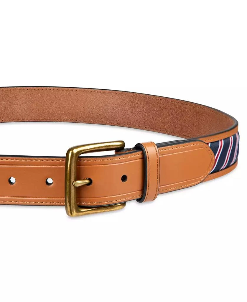 Tommy Hilfiger Men's Prep Striped Ribbon Inlay Casual Belt 3