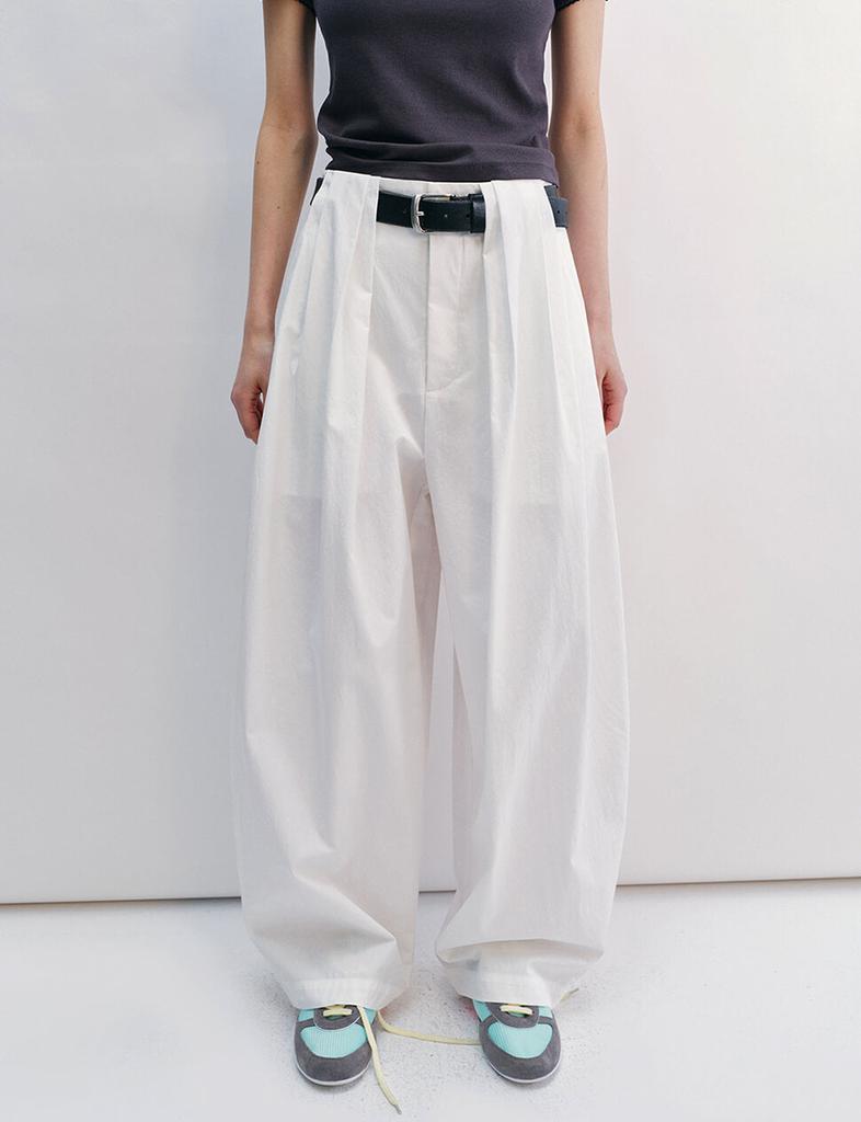 Pixie Market White Pleated Barrel Leg Pants -PREORDER