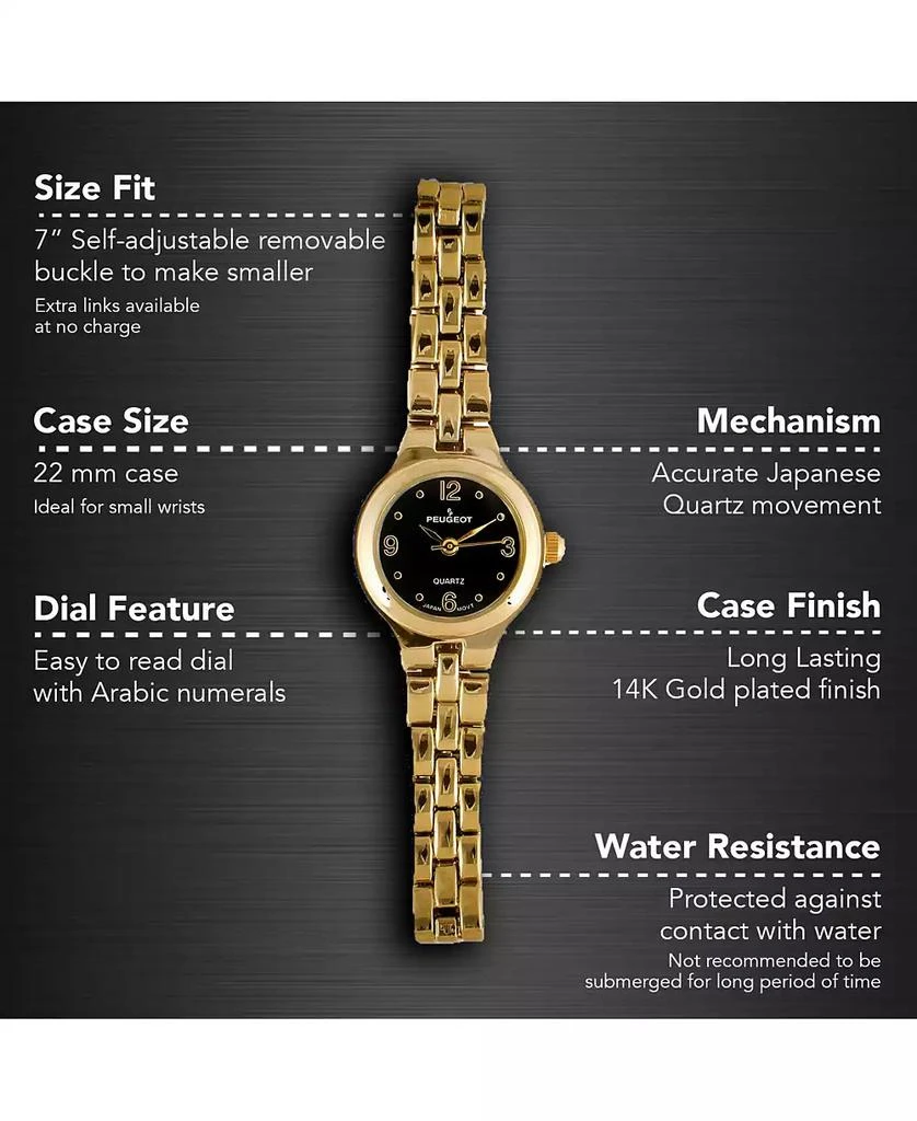 Peugeot Women's Small Face Gold-Tone Link Watch with Gold-Tone Metal Bracelet 3